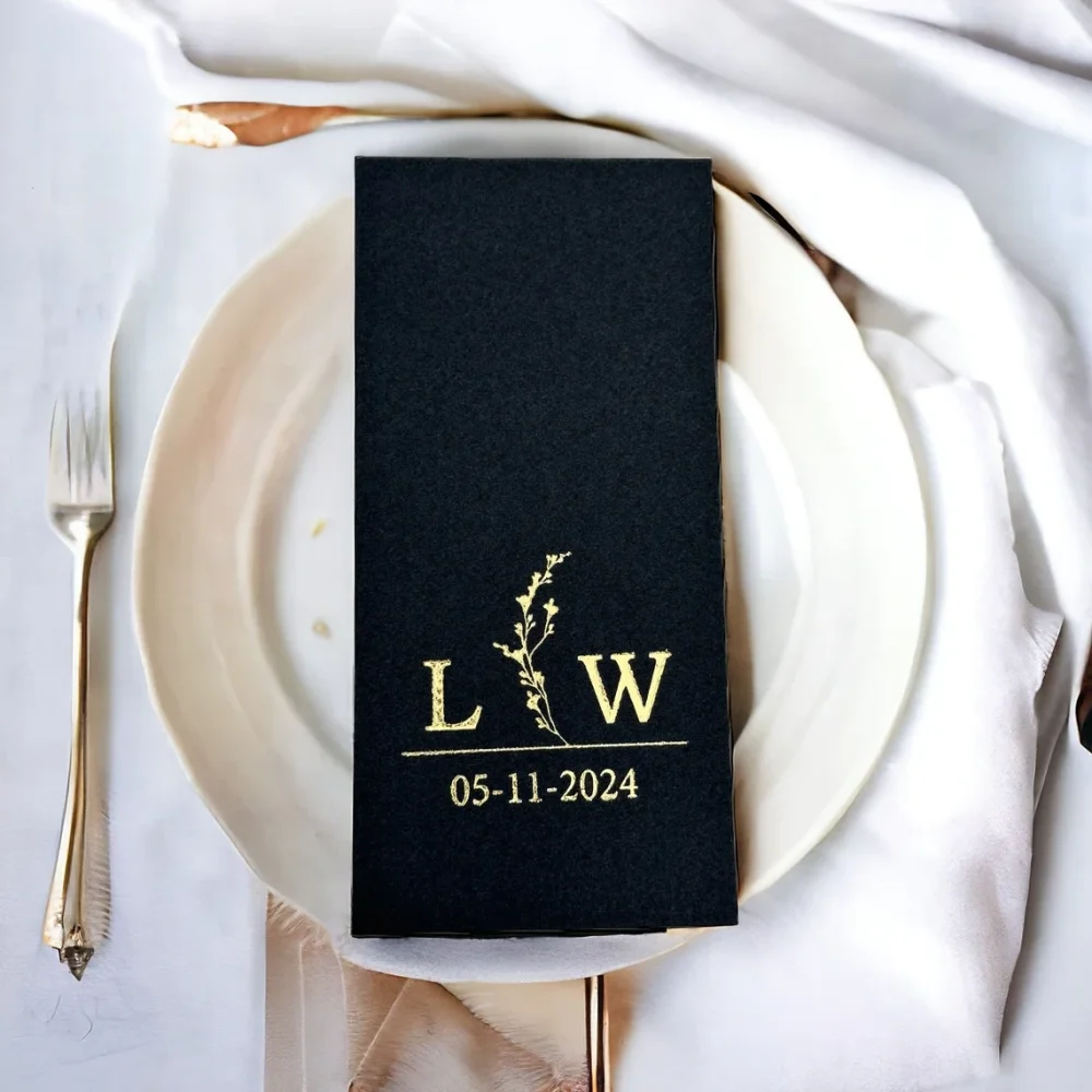 50 pcs Personalized Wedding Napkins,Wedding,Fabric Textured and Feels Like Linen,Servietten Hochzeit