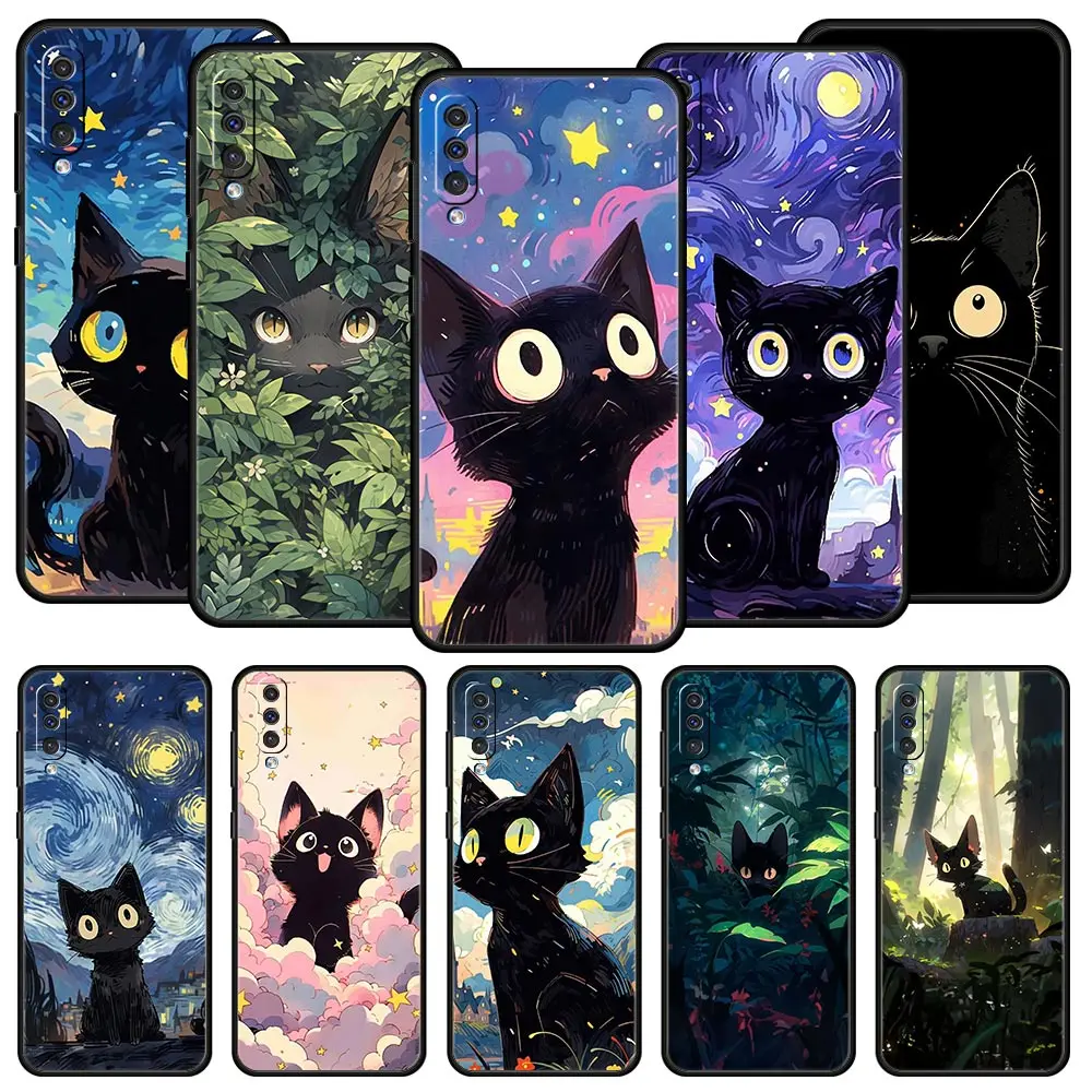 Artistic Black Cat Starry Phone Case