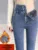 High Waist Fleece Lined Slimming Women's Jeans Casual Style Pure Color Autumn Winter Pencil Pants Elastic Versatile Ladies Tr...
