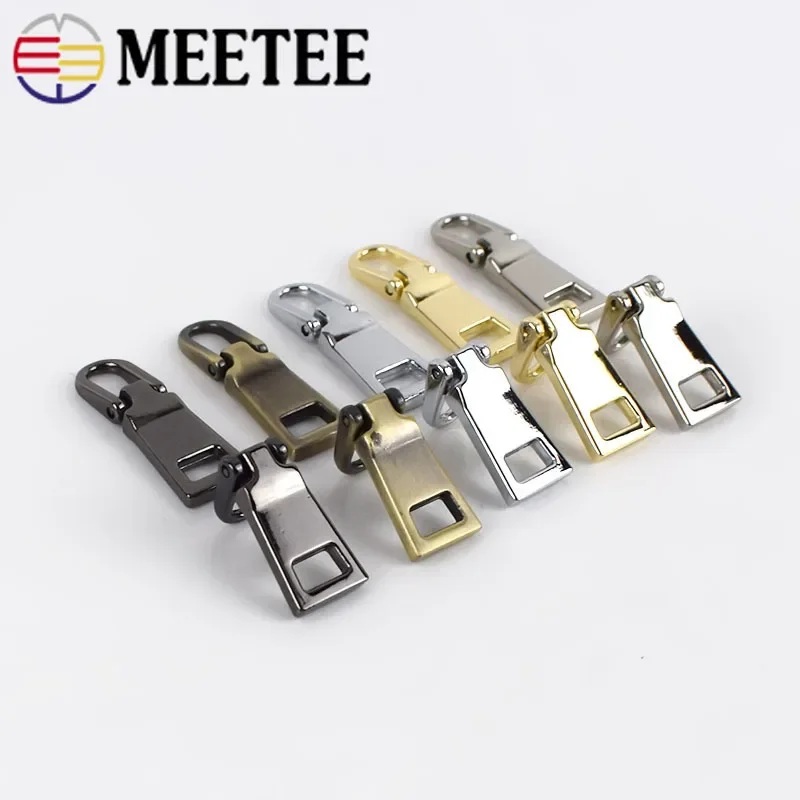 Meetee 10 pezzi estrattori per cerniere in metallo staccabili per 3 #5 #8 # cursori per cerniere k di riparazione per la testa Zip tira la linguetta artigianato per cucire fai da te  15