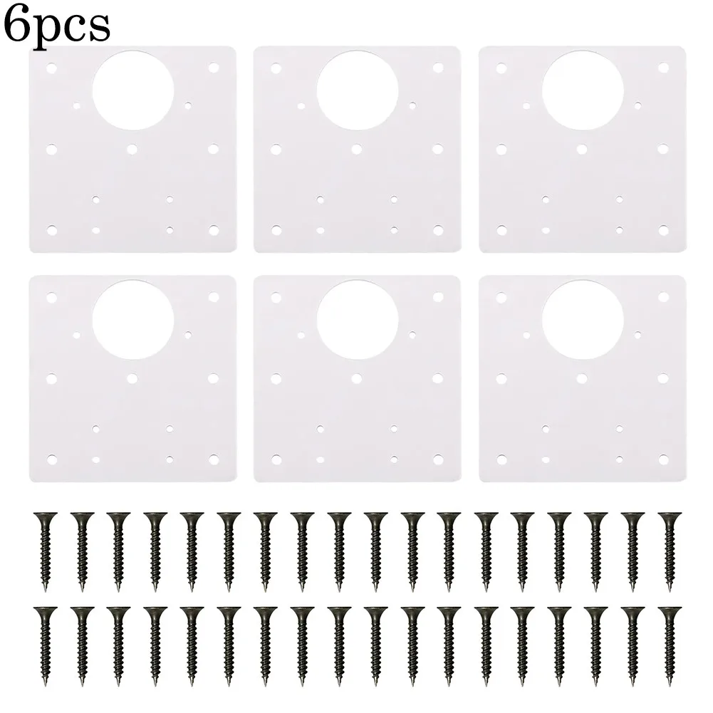 

6pcs Cabinet Hinge Repair Plate Cupboard Door Hinge Mounting Plate With Screws Flat Fixing Brace Brackets Wardrobe Chair Hinges