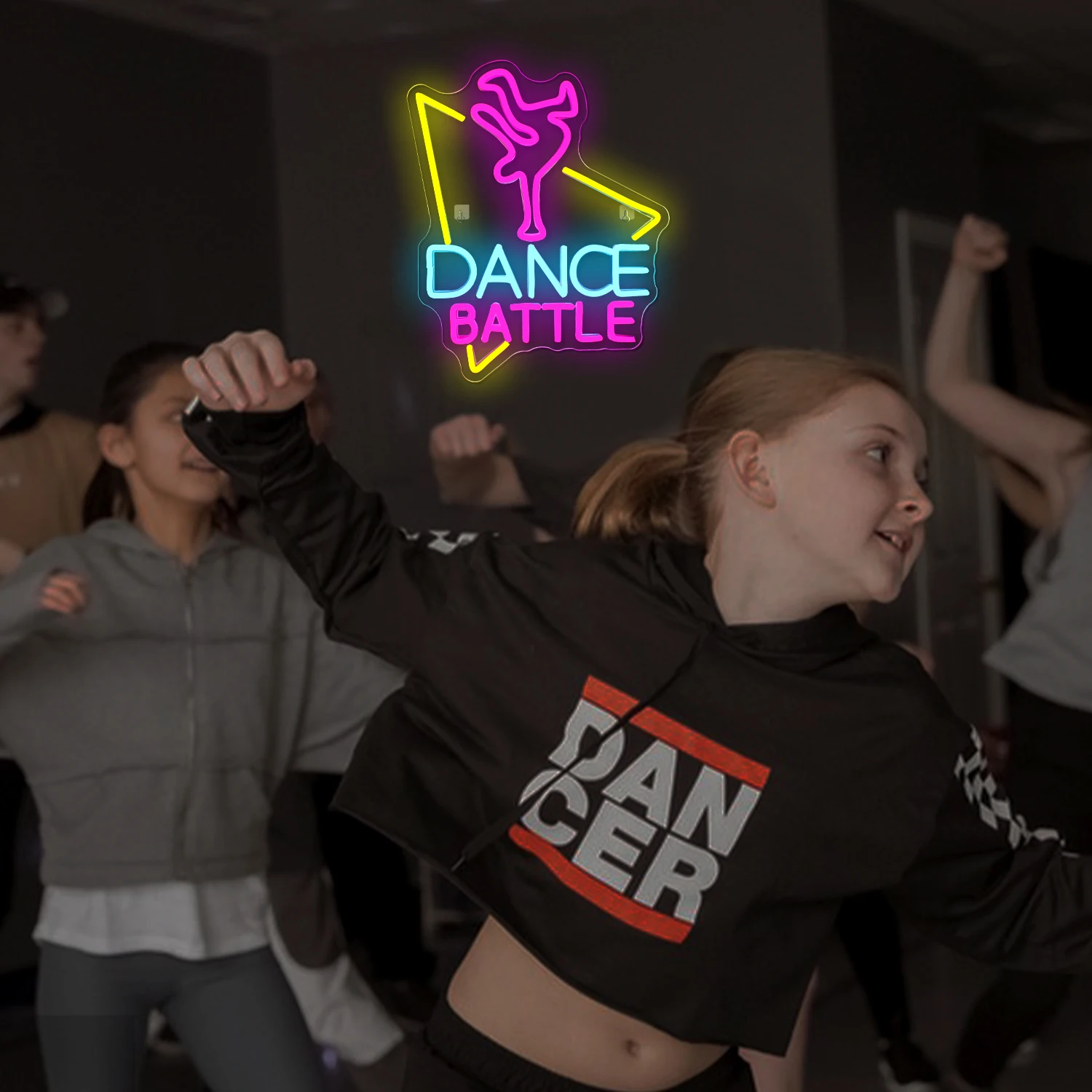 Dance Battle Dimming Neon Signs Hip-Hop Room Studio Dance Room Led Light Up Signs Wall Decor for Man Cave Dancing Party Bar Neon