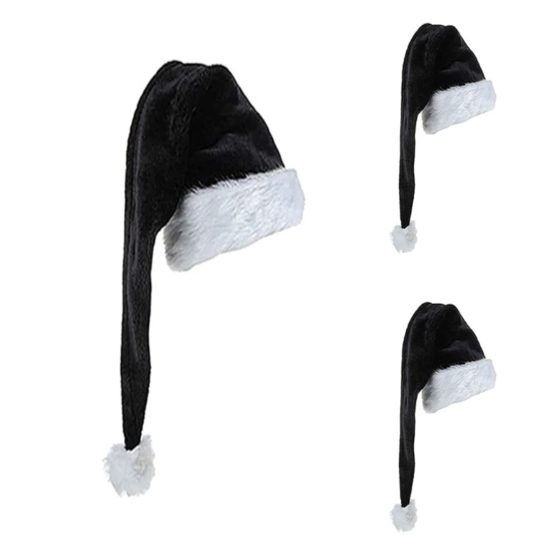 

Adult Santa Hat Comfortable Hat Traditional Black and White for Cosplay