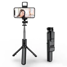

Wireless bluetooth selfie stick foldable mini tripod with fill light shutter remote control selfie stick for IOS Android