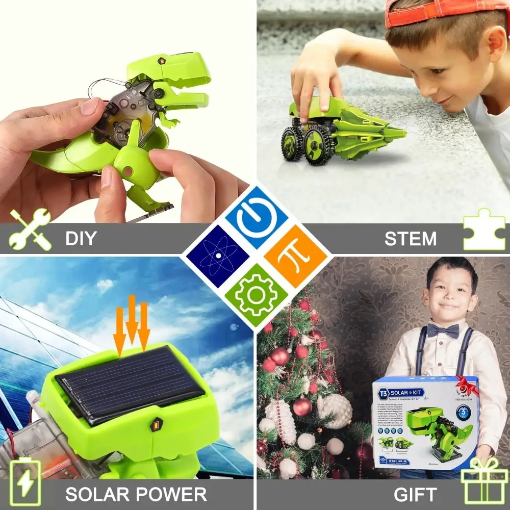 3-in-1 solar robot kit Solar Robot Kit, Robot Dinosaur Toys, STEM Projects for Kids, Building Games Toys for 8 9 10 11 12 Year Boys Girls
