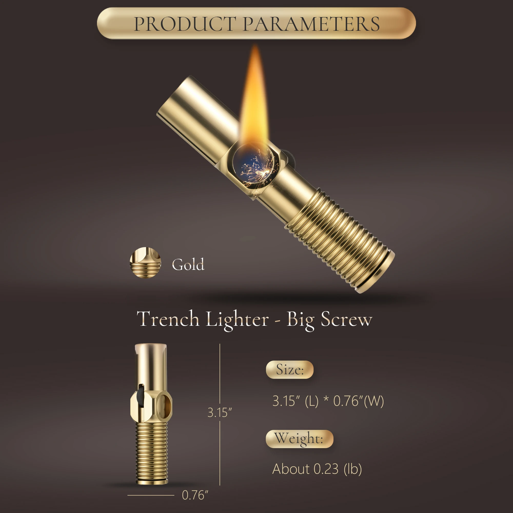 THORENS Vintage Trench Lighter Personality Screw Kerosene Retro Retractable Windproof Lighter for Collection Decorative Gift