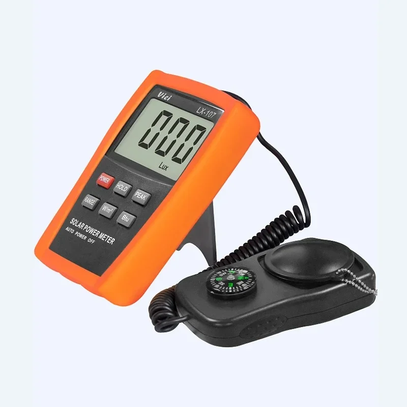 LX-107 BTU Light Radiation Tester Compass Solar Power Meter Optical Solar Research Glass Light Intensity Data Peak Hold