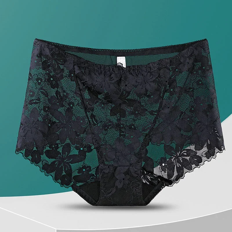 

2023 New Sexy lingerie for women underwear cutout lace floral panties Plus size high waist sheer mesh interior femenina