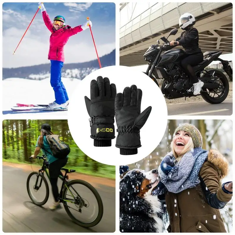 Guantes de esquí de Snowboard de invierno a prueba de viento, guantes de nieve cálidos, guantes de nieve delgados, impermeables, guantes de nieve cálidos para ciclismo de motocicleta