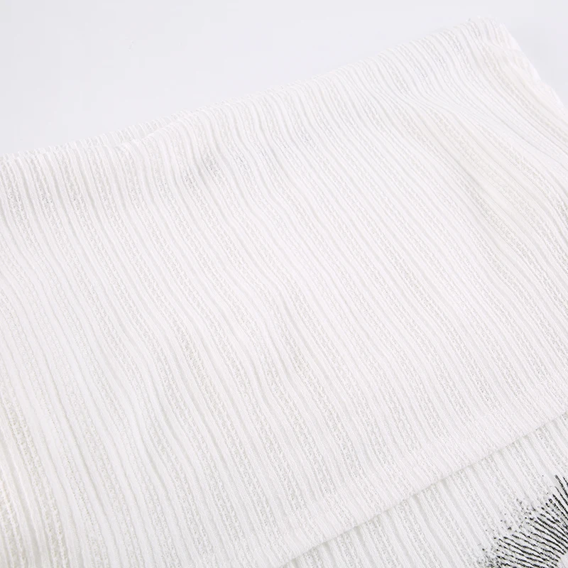Off Shoulder Slim Long Sleeve Elegant T Shirt Women Abstract Print Korean Minimalism Style Simple Fashion Knitted Tops