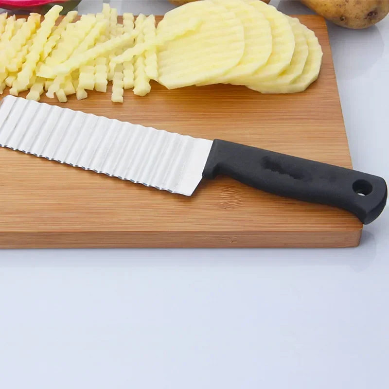 Potato French Fry Cutter Stainless Steel Serrated Blade Slicing vegetable Fruits slicer Wave Knife Chopper Kitchen Accessories vegetable slicer french fry cutter