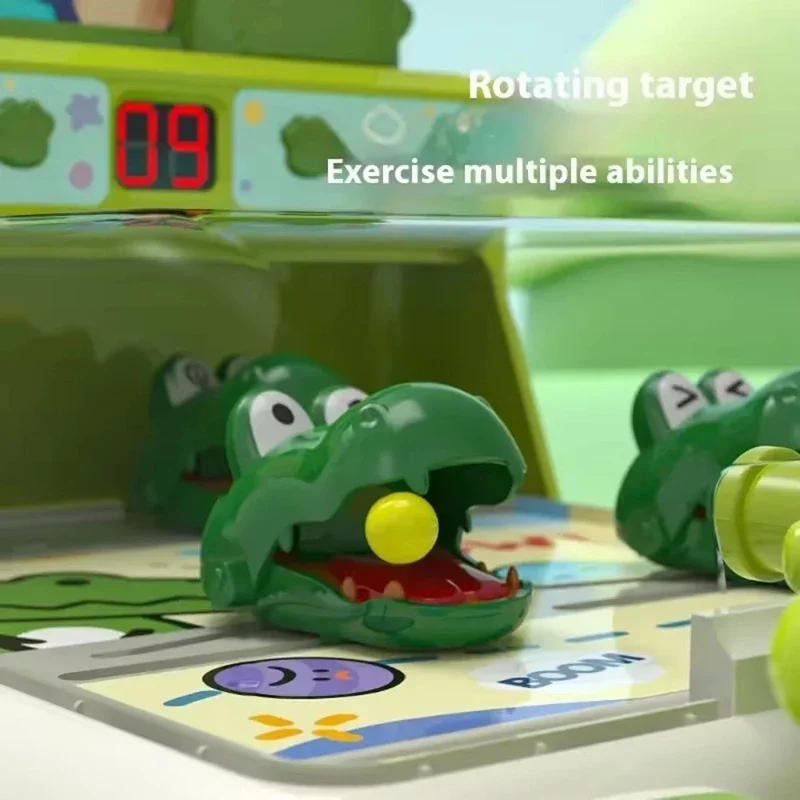 Crocodile Table Games, Score Shooting Target Kids Desktop Party Game, Parent-child interaction, Cartoon Pinball Shooting Machine 5