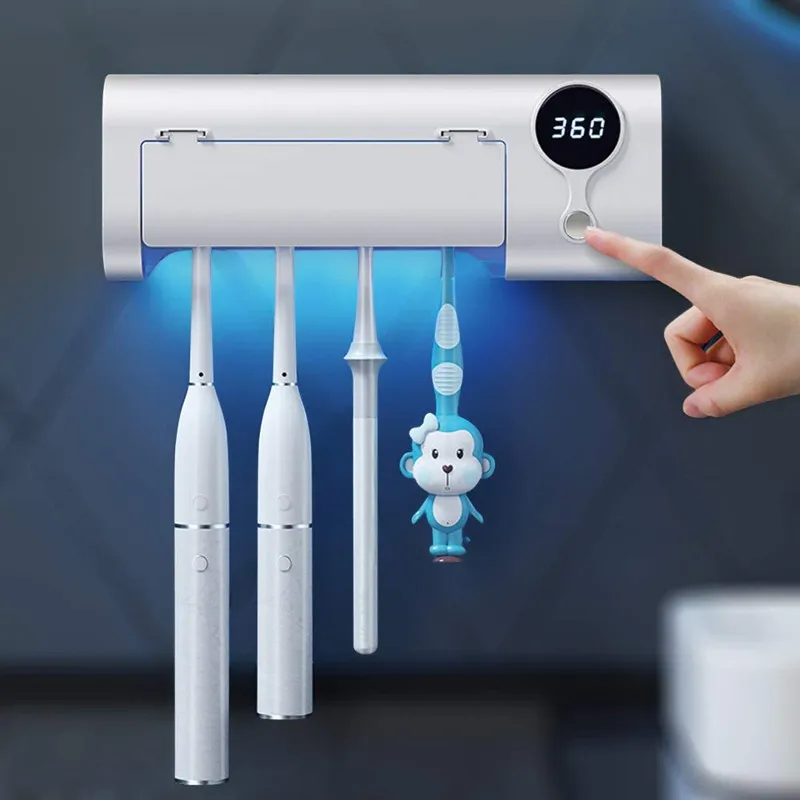 Multifunctional UV rechargable Toothbrush sterilizer holder portable for electric toothbrushes disinfection drying