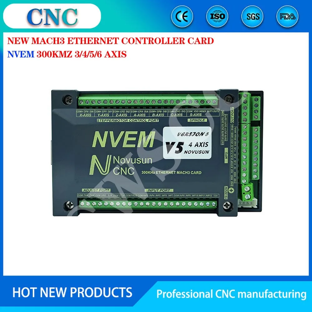 

Newly upgraded mach3 NVEM V5 4-axis motion control card 300KMz engraving machine controller supports standard G code