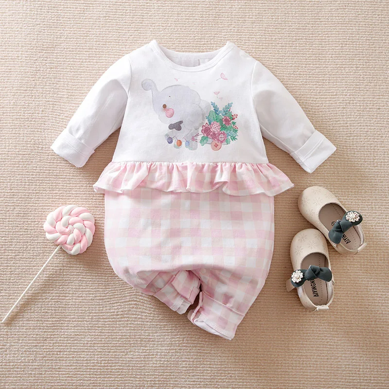 Stylish Baby Ruffle Pink Romper New Born Baby Girl Clothes Party Spring