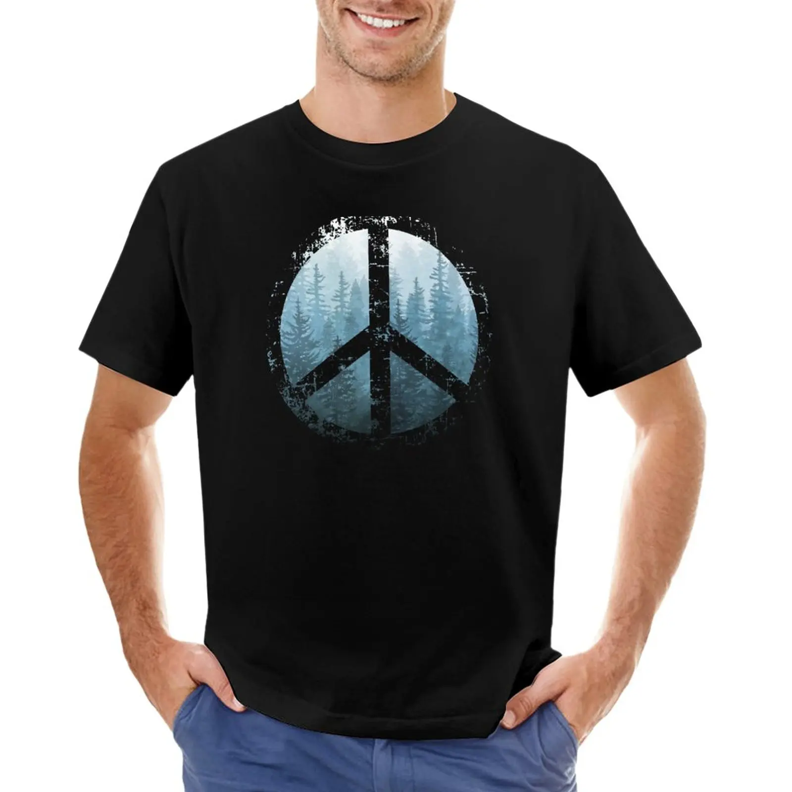 

Peaceful Misty Forest T-Shirt quick drying oversizeds mens tall t shirts