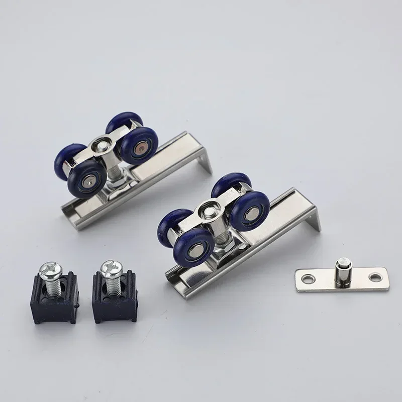 Description Picture 2 of item2pcs/set Sliding Door Roller Hardware Slide Doors Pulley 4 Wheels Home Room Wood Door Hanging Wheels Rail Track Pulley