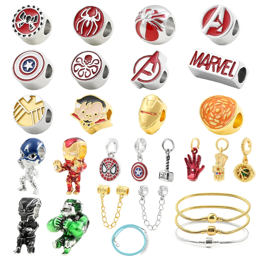 Marvel Movie Figure Superhero Spider Man Beads Bracelet Spiderman Mask  Modeling Metal Charms Bangles Diy Fashion Jewelry Bangles - Animation  Derivatives/peripheral Products - AliExpress