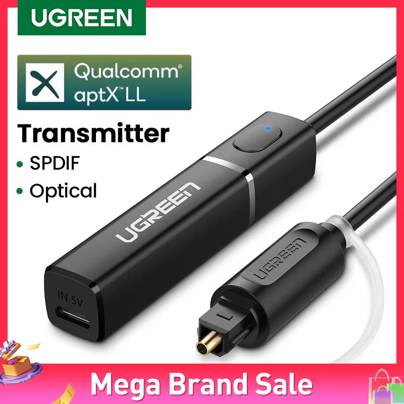 Bluetooth Adapter UGREEN 5.0 Transmitter TV Headphone PC APTX LL 3.5mm Audio Wireless