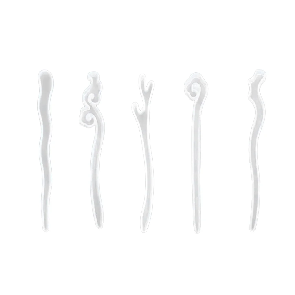 

5pcs DIY Resin Hairpin Mold Creative Transparent Hairpin Mold Transparent Resin Hairpin Mold Epoxy Resin Hairpin Making Mold