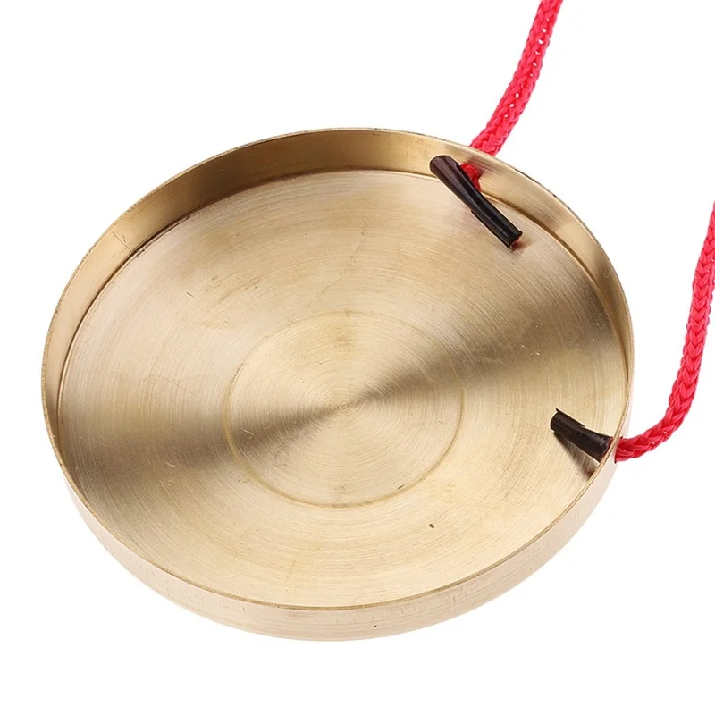 Tibetan Cymbals Drum Cymbal Kit Chinese Gong Instrument 4 Inch Mini Hand Gong Copper Cymbals Drum With Wooden Stick Chapel Opera Percussion Kids Toy Traditional Musical Instrument