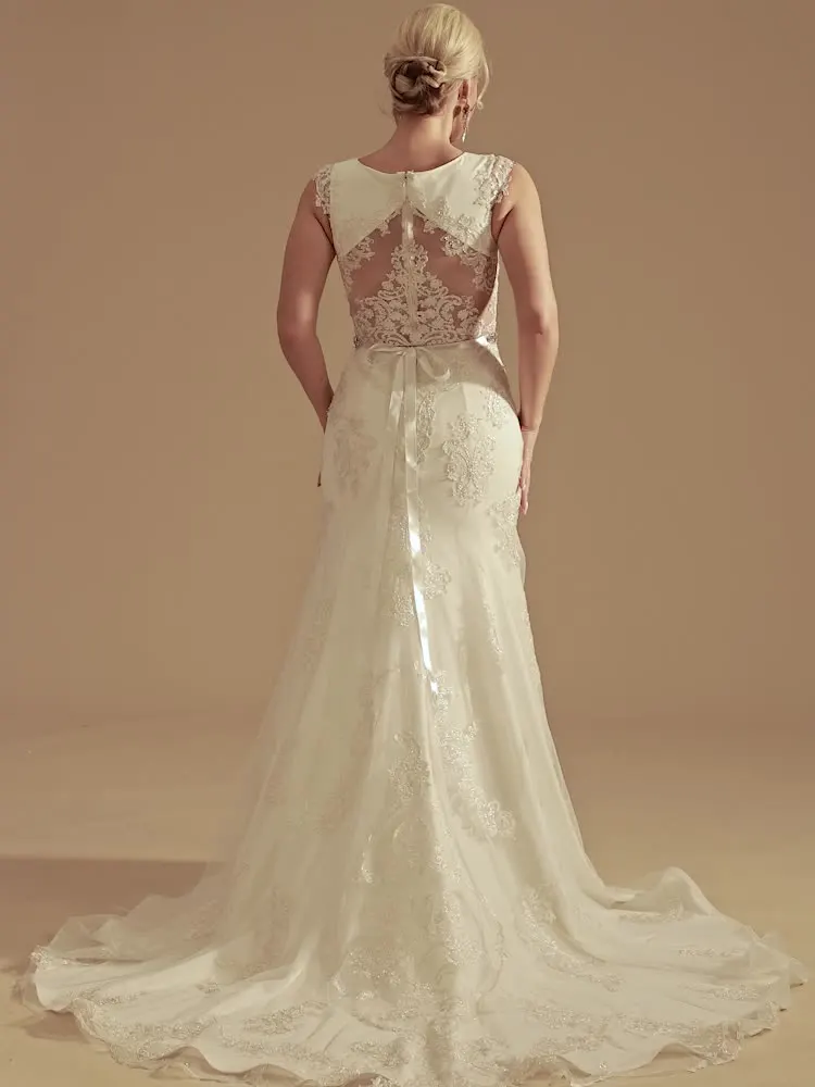 Dazzle In Your Dream Mermaid Gown: Customizable Luxury Lace Wedding Dress  With Rhinestone Belt!