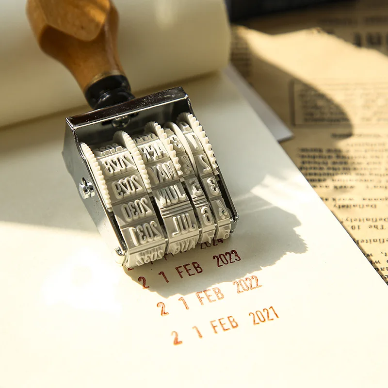 빈티지 나무 고무 스탬프 날짜 롤러 스탬프 DIY Scrapbooking 카드 만들기 플래너 저널 장식 사무 용품 2023-2034