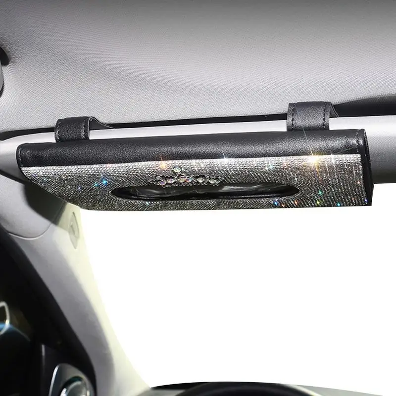 

Держатель для салфеток с зажимом, держатель для салфеток с солнцезащитным козырьком, блестящие автомобильные аксессуары для женщин, коробка-диспенсер для салфеток, Органайзер