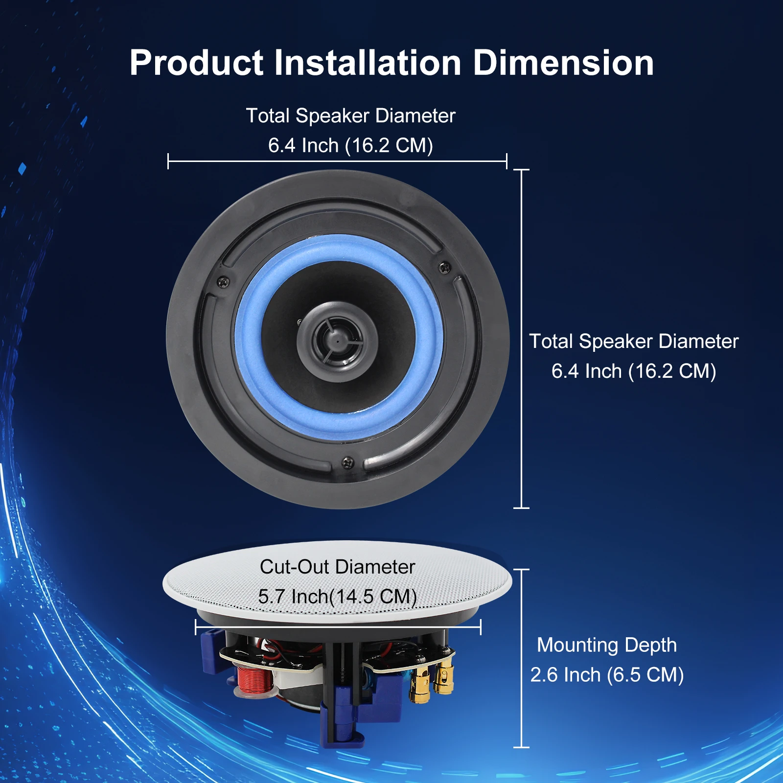 STUDIOFINIX 2개 160W 4인치 2웨이 플러시 마운트 천장/벽 매립형 패시브 스피커, 욕실, 주방, 사무실, 거실에 적합