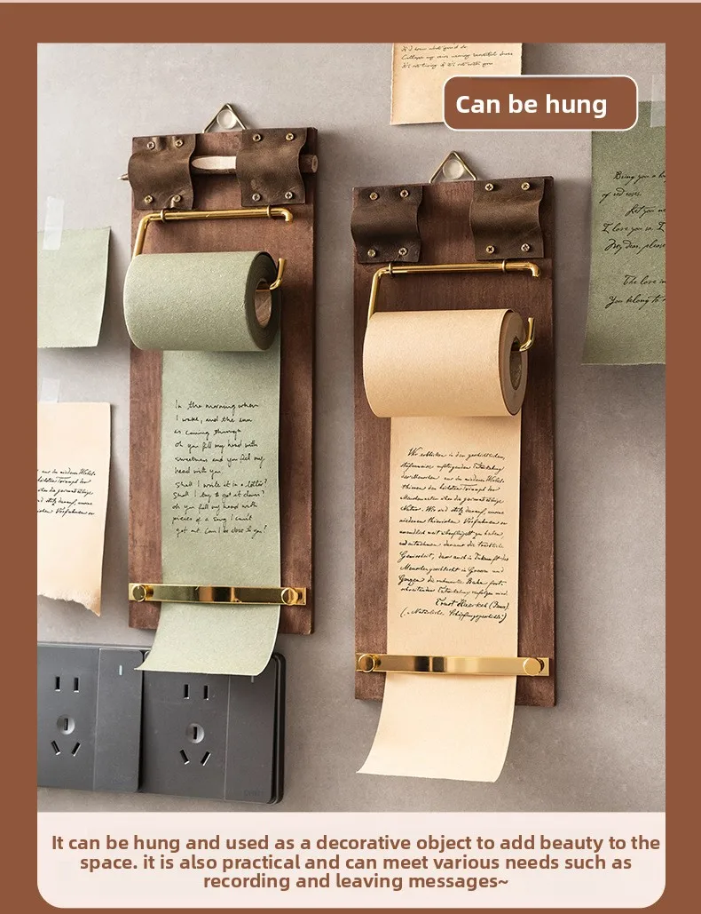 Wandhängende Vintage Holz-Memotafel mit Klemme, Leere Notizrolle, Nachrichtentafel, Notizblock für Studenten, Bürobedarf, To-Do-Liste – Detail 6