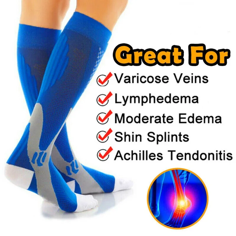 Calf Compression Sleeves Calf Compression Sleeve Thigh High Compression Stockings 1Pair Sports Compression Long Socks Breathable Calf Nylon Socks for Running Basketball Football Volleyball Fitness Men Women