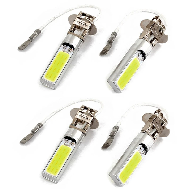 

4 Pcs H3 15W LED COB DRL Lamp White Xenon Driving Head Light Bulbs