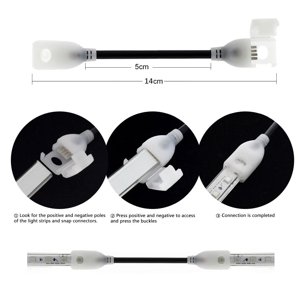 2pin 4pin 220V LED Strip Connector for Single Color RGB LED Strip 2835 5630 Light Wire Connection
