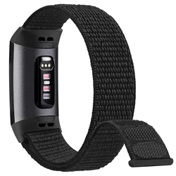 Nylon Sport Bracelet Loop Wristband - Fitbit Charge 4 (Full Black)