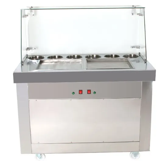

Double Pan Ice Cream Roll Machine with Fruit Yogurt Commercial Fried Ice Cream Machine for Sale