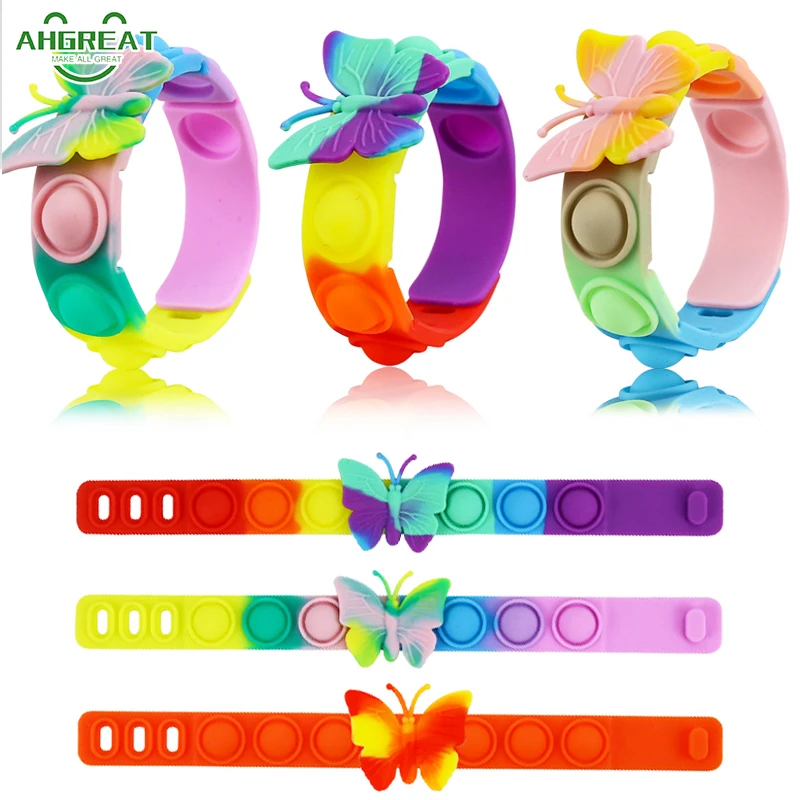 Butterfly Antistress Pop Bracelet Toys Press Hand Fidget Toy Silicone