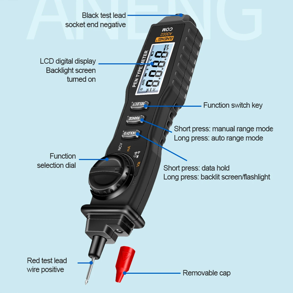 ANENG A3002  Ƽ 4000 īƮ  Ƽ   ׽ AC/DC /̿/Ӽ ׽Ʈ 