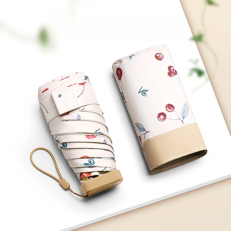 Flat Six Fold Pocket Umbrella Sun Umbrella Color Glue Sun Protection Protection Women's Folding