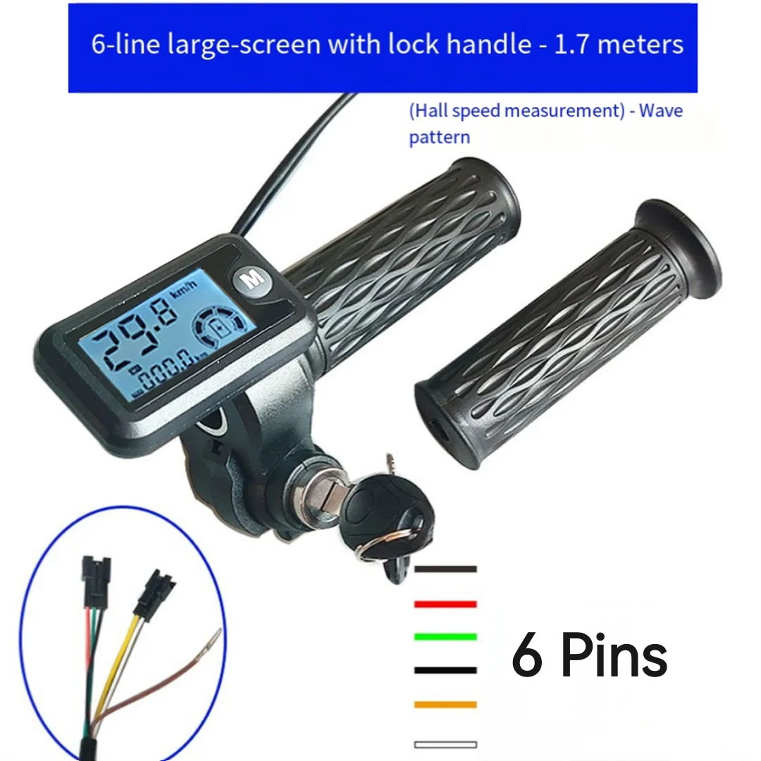 Una coppia di impugnature per acceleratore EBike 36V/48V/60V/72V con display LCD della velocità e cavo da 170 cm per bicicletta elettrica - immagine 5