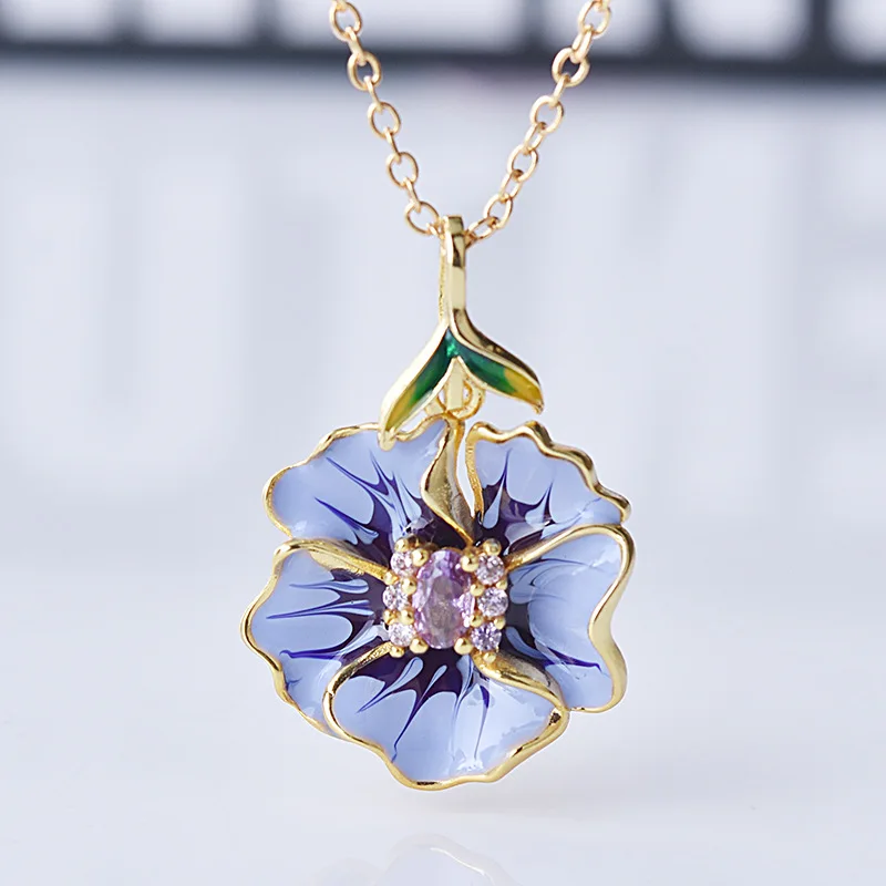 

hibiscus flower necklace pendant charm jewelry