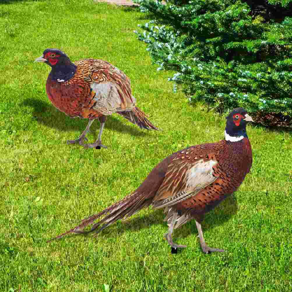 

2 Sets Pheasant Garden Decoration Outdoor Stakes Statue Lawn Ornament Chicken Yards Decorative Acrylic