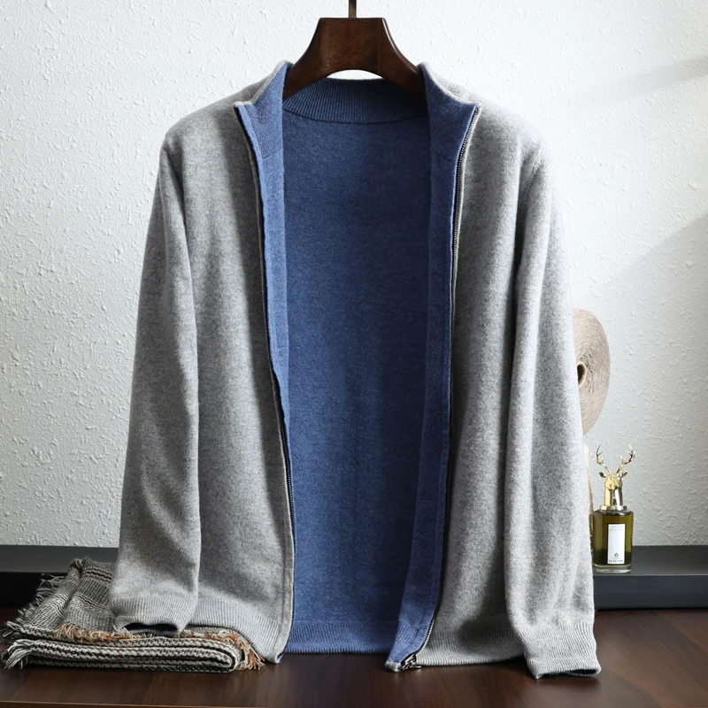 Men's Autumn And Winter Double-sided Thickened Zipper Wool Cardigan