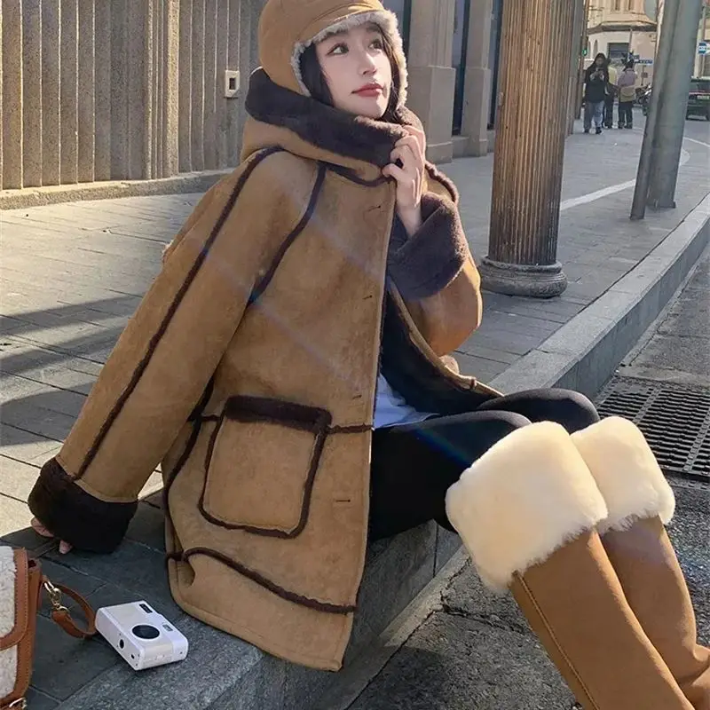 Maillard Lamb Wool Coat Women's Leather Wool One piece 2024 Winter