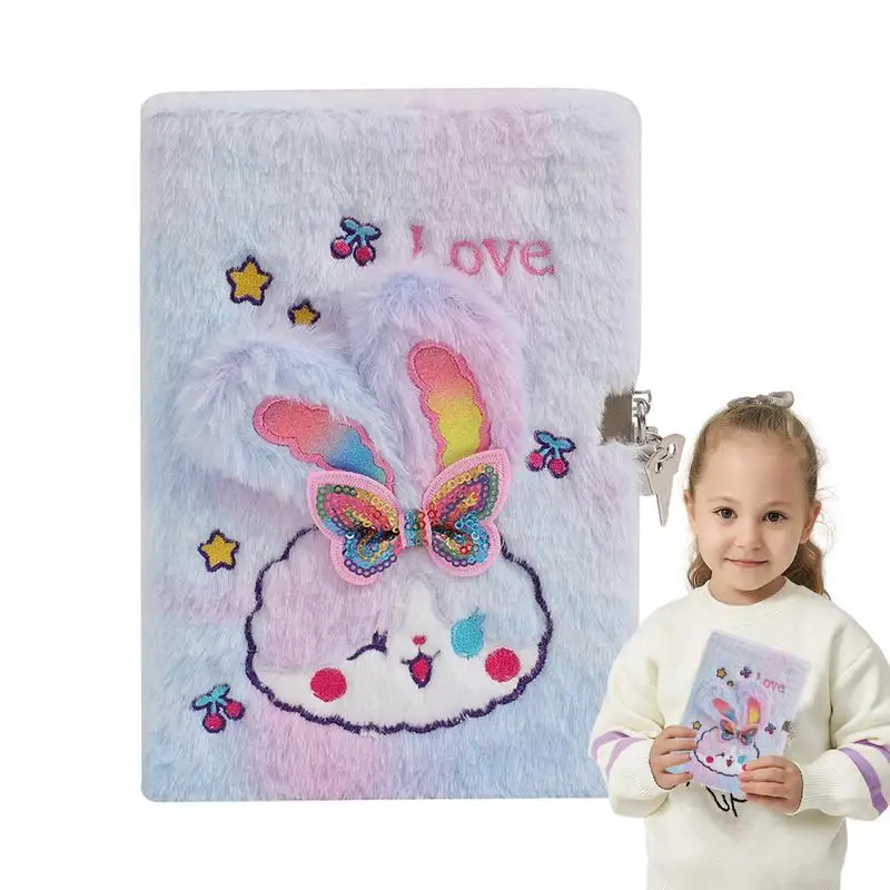 

Дневник в виде кролика, детский дневник, запираемый блокнот с плюшевым Кроликом, набор дневников для детей, Детский дневник на день рождения для девочек