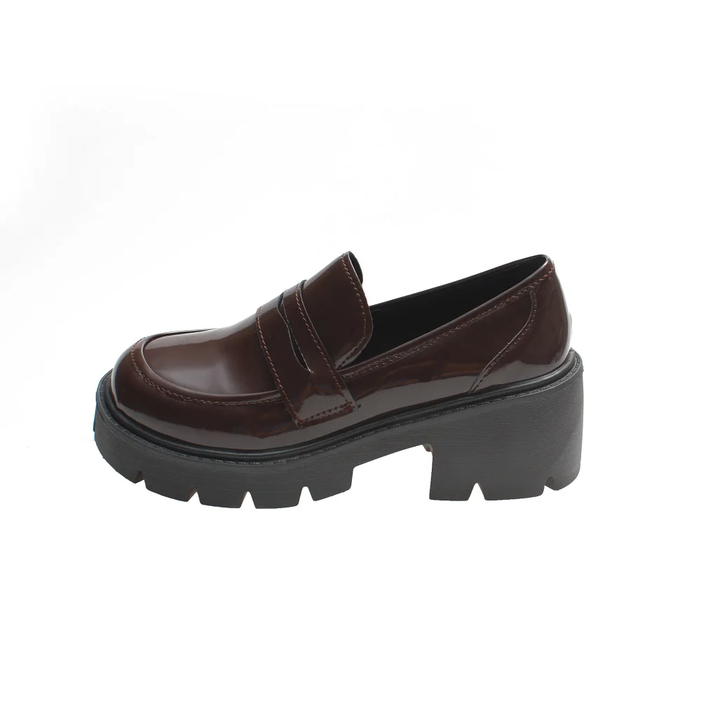 

Туфли женские из лакированной кожи, лоферы, кроссовки, на платформе, в британском стиле, Повседневная модная обувь