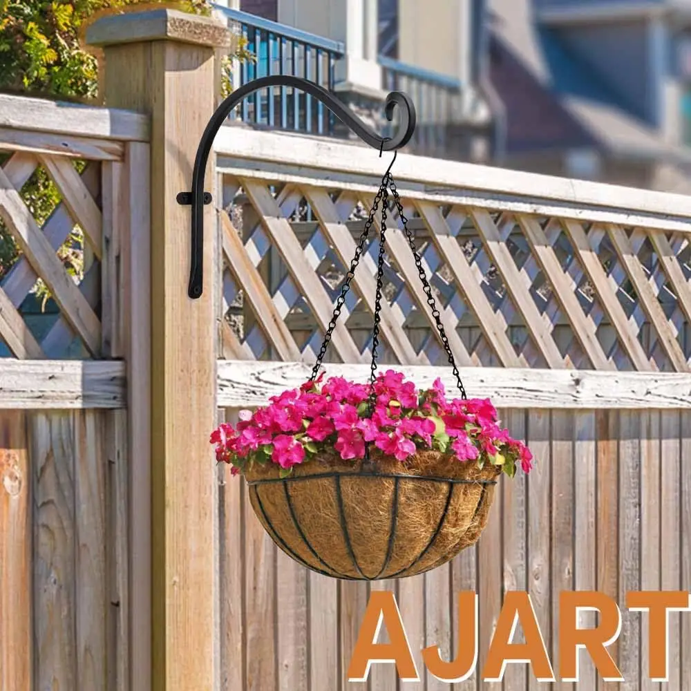 16 Inch Solid Thickened Outdoor Hanging Bracket Suitable for Birdhouse Plant Hook Flower Basket Iron Wall Forging 5