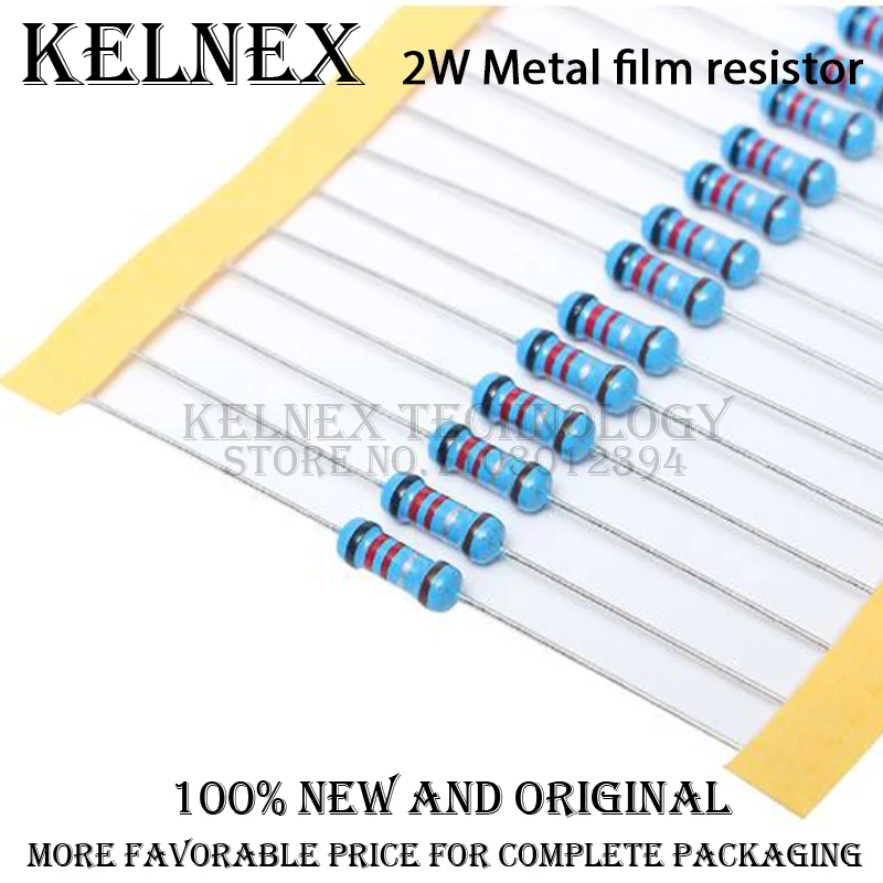 Metal Film Resistor Metal Film Resistors Electronic Component 20pcs 2W 1% 1R ~ 1M 2.2R 4.7R 10R 22R 47R 100R 220R 470R 1K 10K 100K 2.2 4.7 22 47 100 220 470 ohm