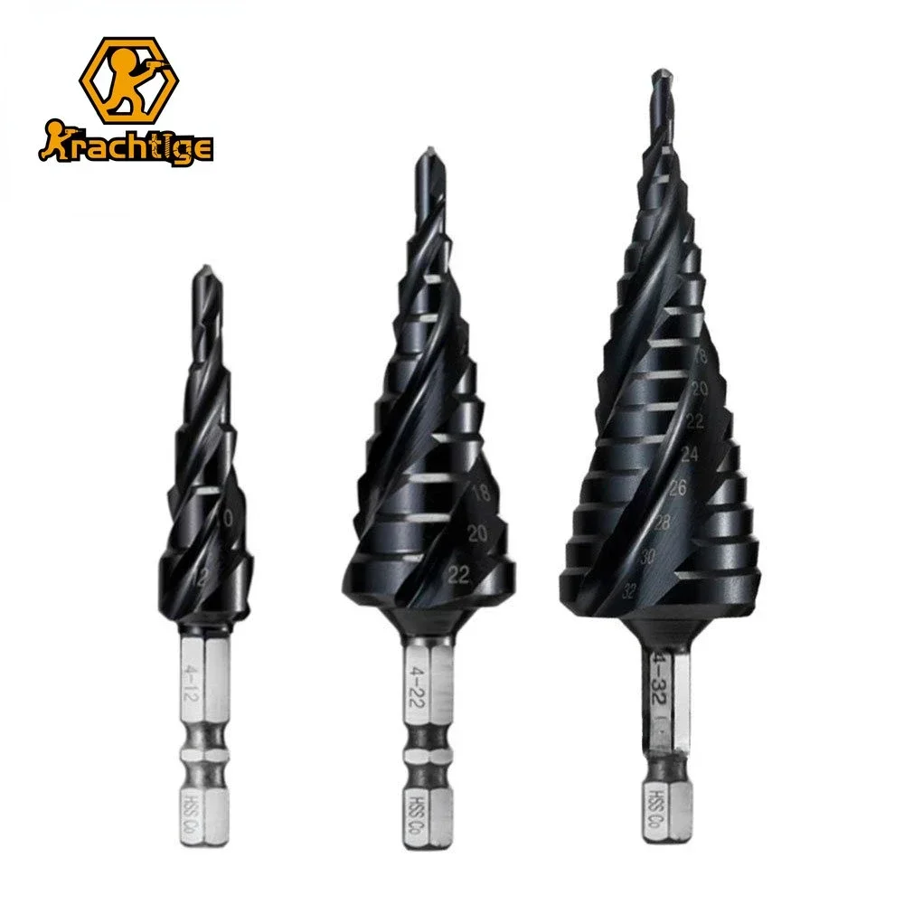 Krachtige Stainless Steel and Hard Metal HSS-Co 3 Flutes Woodworking Drill M35 TiAlN Coated Step Drill Bit