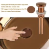 ZAPPO Bathroom Vessel Sink Faucet and Drain Combo14 Inch Bowl Sink Rose Gold Vessel Sink Round Ceramic Sink for Bathroom Counter 6