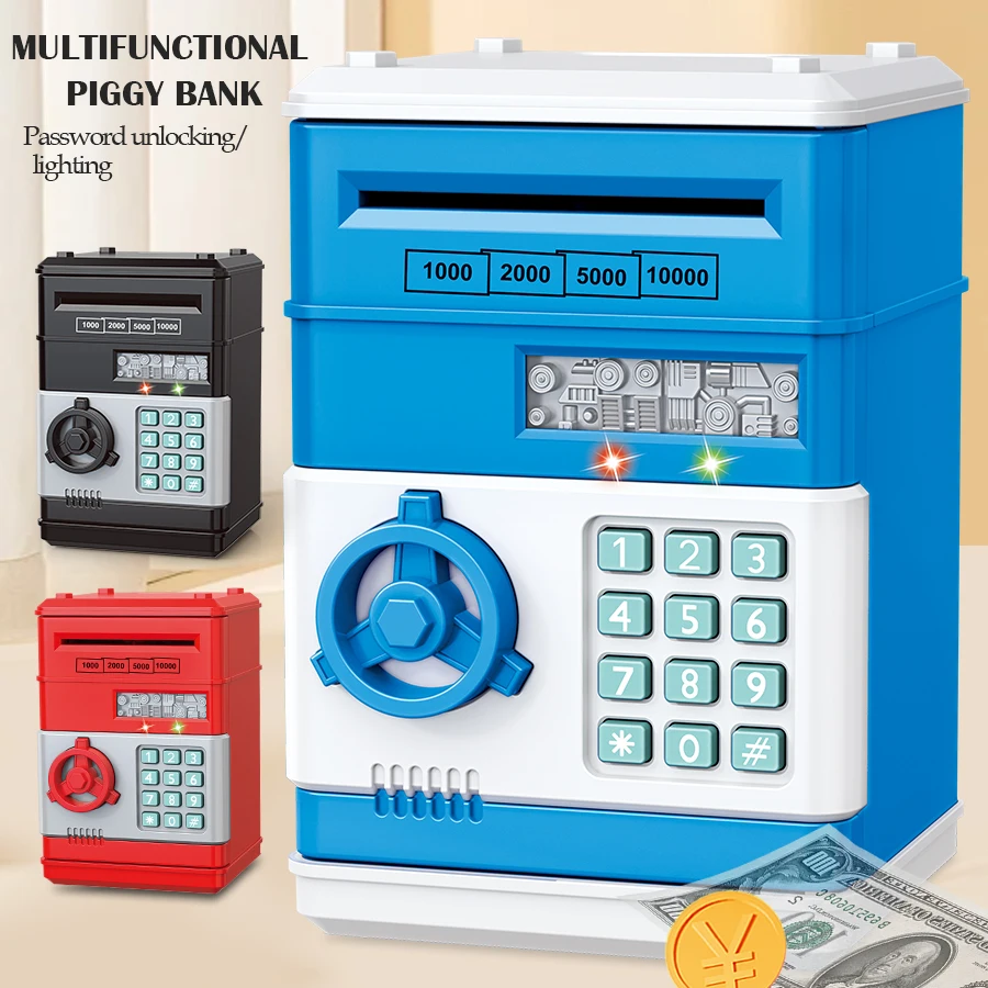 Electronic Password Piggy Bank Toys ATM Saving Money Box Coin Can Auto Scroll Paper Money Fingerprint Password Unlock kid Gifts